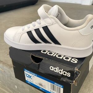 Adidas Grand Court C Kids Shoes - White and Black